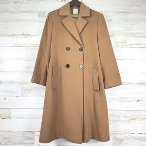 Fleurette 100% Cashmere Loro Piana Italy Double Breasted Trench Coat 10 Camel